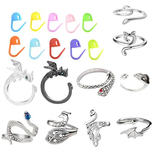 Drahtspannring, Fingerring zum Haken | 10 x Ringmarkierer, verstellbar, Ringmarkierer, Haken aus Zinklegierung von Generic
