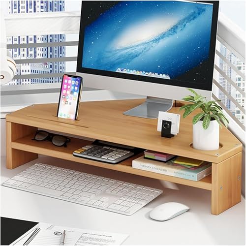 Dreieckiger Desktop-Computerständer aus Holz mit Schreibtischablage, ergonomischer Monitorständer, Stabiler Tischaufbewahrungs-Organizer zur Platzersparnis, Eckregale aus Holz für von Generic