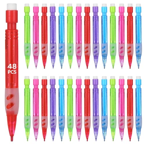 Druckbleistifte, sortiert, 0,7 mm, mit Radiergummi, kompakte Schreibstifte für Büro, Schule und Zeichenaufgaben, 48 Stück Druckbleistifte, sortiert, 0,7 mm, mit Radiergummi, kompakte Schreibstifte für Büro, Schule und Zeichenaufgaben, 48 Stück von Generic