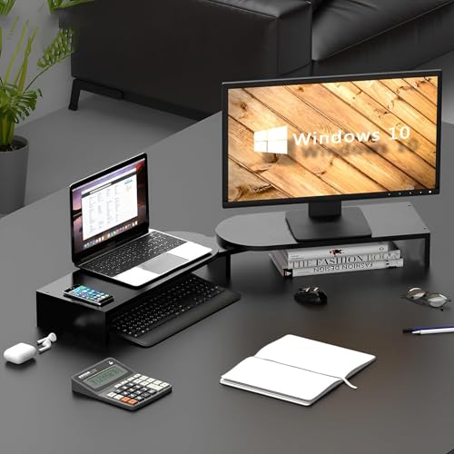Eckständer für Computermonitore, Laptopständer für 2 Monitore, Verstellbarer Winkel, Massivholz, Schreibtischablage, Höhe 9 cm, 15 cm (Farbe: Stil B, Größe: 15 cm) von Generic