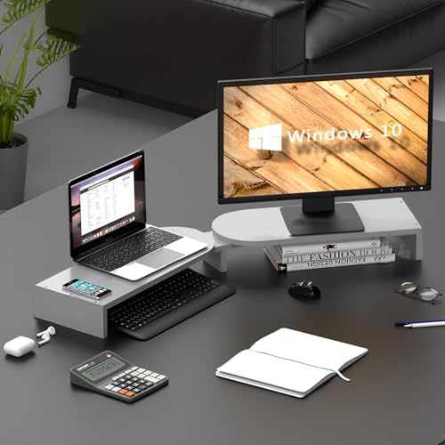 Eckständer für Computermonitore, Laptopständer für 2 Monitore, Verstellbarer Winkel, Massivholz, Schreibtischablage, Höhe 9 cm, 15 cm (Farbe: Stil D, Größe: 15 cm) von Generic