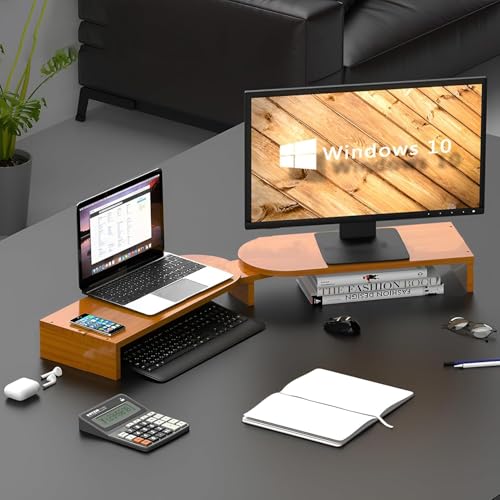 Eckständer für Computermonitore, Laptopständer für 2 Monitore, Verstellbarer Winkel, Massivholz, Schreibtischablage, Höhe 9 cm, 15 cm (Farbe: Stil D, Größe: 9 cm) von Generic