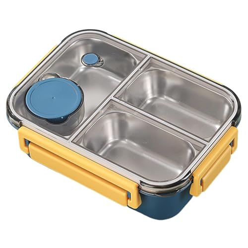 Edelstahl Lunchbox Für Kinder | Auslaufsicherer Lunchbehälter Mit 3 Fächern Erwachsene Lunchbox - Mittagessenbehälter Mit Großer Kapazität Tragbare Salatbox Für Camping Kinderschule Erwachsene von Generic