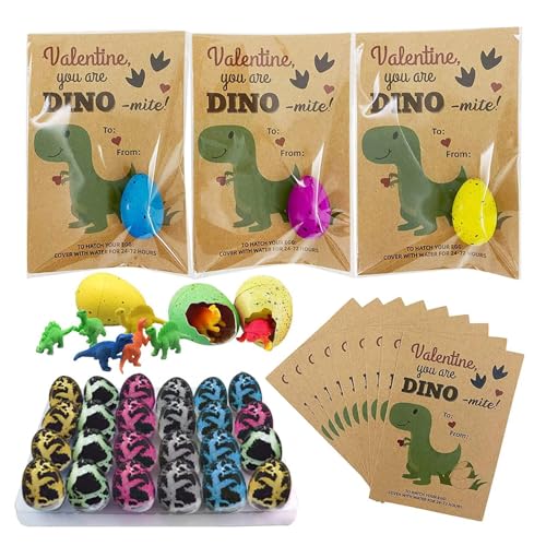 Eierschlüpfkarte – Valentinstagkarten für Dinosaurier-Eier, 24 Packungen mit magischen Wachstumseiern | lustige Klassenaustauschgeschenke für Kinder Eierschlüpfkarte – Valentinstagkarten für Dinosaurier-Eier, 24 Packungen mit magischen Wachstumseiern | lustige Klassenaustauschgeschenke für Kinder von Generic