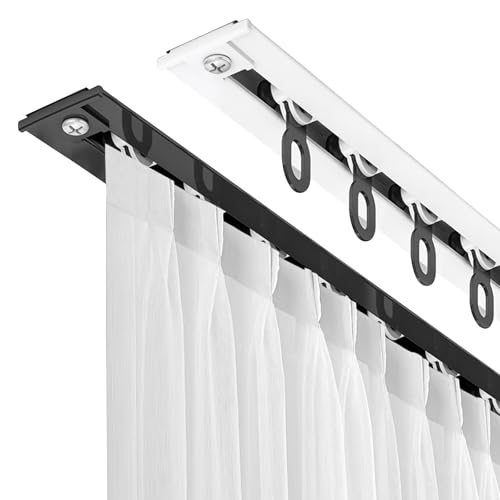 Eingelassene Vorhangschiene Gardinenschiene aus Aluminium Versteckte Deckenschiene Raumteiler für Wohnzimmer Schlafzimmer(Black,(4.9 ft) 1.50 m) von Generic