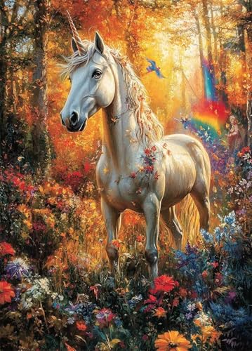 Einhorn Diamond Painting Erwachsene, Diamond Painting Regenbogen Crystal Art Muster 5D DIY Quadratische Steine Vollbohrer Mosaik Bastelset Erwachsene, Deko Wohnzimmer, Geschenke (30x40cm) -bby2507A4 von Generic
