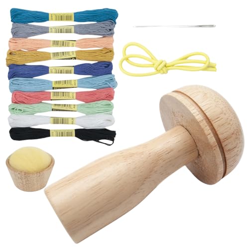 Einkaufswagenpilz-Set – Pilz aus Holz, Züchtigungsnadel | Näh-Reparaturset für Kleidung, zuverlässiges und verschleißfestes Zubehör, Hilfe bei von Generic