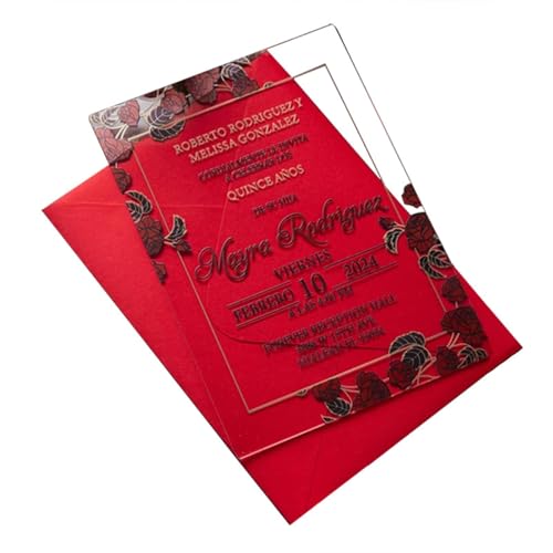 Einladungen für Hochzeitsempfang, Buchstaben-Design, einzigartige Luxus-Hochzeitseinladung: Buchstaben-Design mit roten goldenen Blumen, rechteckige Hochzeitseinladungskarte zum Einladungen für Hochzeitsempfang, Buchstaben-Design, einzigartige Luxus-Hochzeitseinladung: Buchstaben-Design mit roten goldenen Blumen, rechteckige Hochzeitseinladungskarte zum von Generic