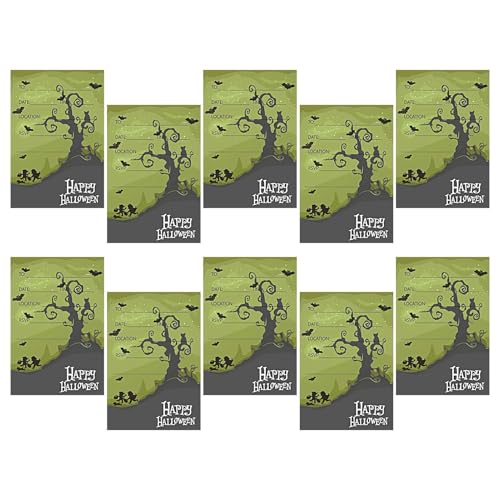 Einladungskarten für Halloween-Party, Einladungskarten, Halloween-Party, gruseliger Schädel, Halloween-Einladung, Horror-Partykarten, -Motiv, Spinnennetz-Design, 10 Stück von Generic