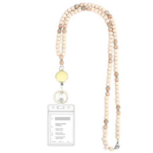 Einziehbare Lanyard mit Abzeichenhalter, einziehbare Lanyards mit Holzperlen - süßes Lanyard für Lehrer mit Ausweishalter, einziehbare Schwanz-förmige Lanyards aus Holz Einziehbare Lanyard mit Abzeichenhalter, einziehbare Lanyards mit Holzperlen - süßes Lanyard für Lehrer mit Ausweishalter, einziehbare Schwanz-förmige Lanyards aus Holz von Generic