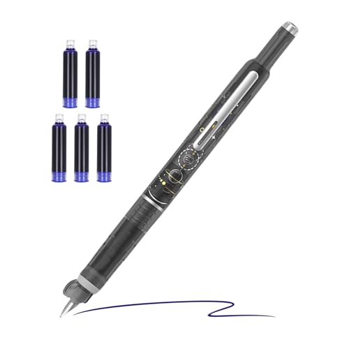 Einziehbarer Füllfederhalter – 0,38 mm feine Spitze zum Schreiben, einziehbarer Schreibstift mit 5 Tintenpatronen, Schreibwerkzeug, Schulbedarf, Schreibwaren für Kalligraphie, Kritzeln, Journaling von Generic