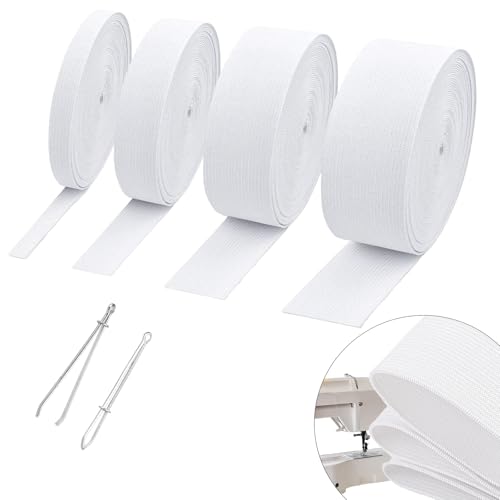 Elastisches Band zum Nähen, 4 Rollen, weiß, hochelastisch, Dicke 1 mm, Breite 0,6/1/1,4/5,1 cm, Länge 4,5 m/Rolle, mit 2 Näh-Clips. Für Bund, Hosen, Kleider, Badebekleidung, Basteln, DIY (Weiß, 4 Elastisches Band zum Nähen, 4 Rollen, weiß, hochelastisch, Dicke 1 mm, Breite 0,6/1/1,4/5,1 cm, Länge 4,5 m/Rolle, mit 2 Näh-Clips. Für Bund, Hosen, Kleider, Badebekleidung, Basteln, DIY (Weiß, 4 von Generic