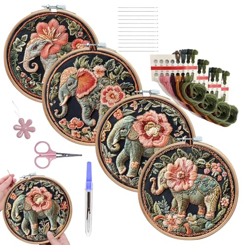 Elefanten-Stickerei-Sets für Erwachsene, Elefanten-Stickerei-Set – Tier-Stickerei-Anfänger-Set | Elefantenmuster Praxis-Set, bunte Prägungsmuster Praxis-Set Elefanten-Stickerei-Sets für Erwachsene, Elefanten-Stickerei-Set – Tier-Stickerei-Anfänger-Set | Elefantenmuster Praxis-Set, bunte Prägungsmuster Praxis-Set von Generic