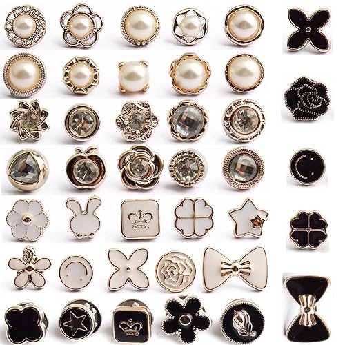 Elegante Damen-Brosche mit Perlen und Strasssteinen, kein Nähen, einfache Befestigung für Hemden, Kleider und mehr, 40 Stück Elegante Damen-Brosche mit Perlen und Strasssteinen, kein Nähen, einfache Befestigung für Hemden, Kleider und mehr, 40 Stück von Generic