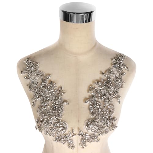 Elegante silberne Applikation mit Strassverzierungen, Polyestergewebe für Modeaccessoires, individuelle Kleidungsdekoration von Generic