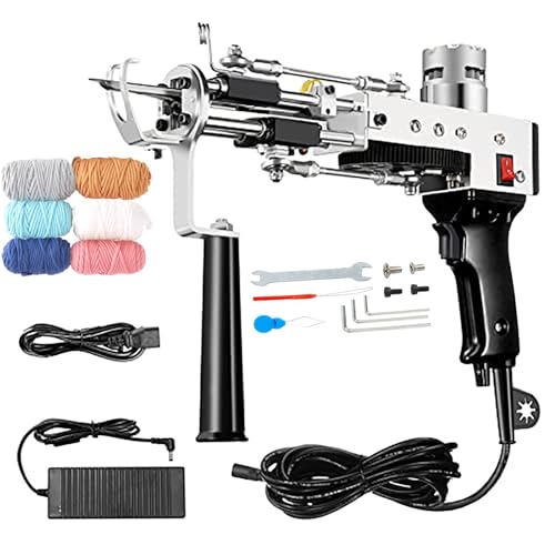 Elektrische Teppichwebmaschine, Teppichtuftpistole, Einstellbare Teppichstärke: 8-18 mm, Geschwindigkeit Einstellbar: 5-40 Stiche/sek., 2-in-1 (geschnittener Pool und Schleifengard), Für Seide, B von Generic