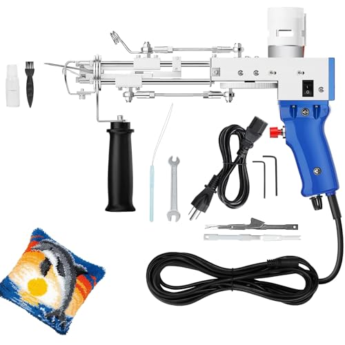 Elektrische Teppichwebmaschine, Teppichtuftpistole, Einstellbare Teppichstärke: 8-18 mm, Geschwindigkeit Einstellbar: 5-40 Stiche/sek., 2-in-1 (geschnittener Pool und Schleifengard), Für Seide, C von Generic