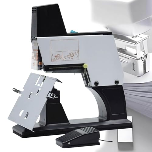 Elektrischer Sattelhefter, Automatischer Pedalhefter for 2–50 Blatt,Automatische Bindemaschine mit 9 Geschwindigkeiten,Hochleistungs-Handhefter,Flach- und Vertikalbindung,for Schule,Büro und Zuhause von Generic