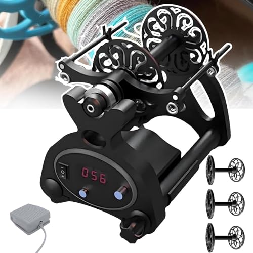 Elektrisches Wolle Spinnrad Elektrisches Spinnrad, Wollspinner, 800 U/min Automatische Strickgarnwickelmaschine Zum Garnweben/Mischen Von Roving, Mit 3-teiligen Spulen Und Pedal, Digitalanze von Generic