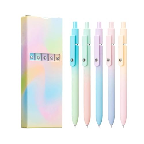 Emboadlie 5 Gelschreiber, 0,7 mm mittlere Spitze, schwarze Tinte, schnelltrocknende Kugelschreiber für flüssiges Schreiben, süßes Geschenk für Frauen, Bürobedarf und Schulbedarf (1 set) von Generic