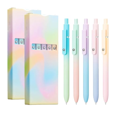 Emboadlie 5 Gelschreiber, 0,7 mm mittlere Spitze, schwarze Tinte, schnelltrocknende Kugelschreiber für flüssiges Schreiben, süßes Geschenk für Frauen, Bürobedarf und Schulbedarf (2 set) von Generic