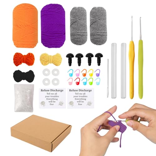 Emotionale Unterstützung Container Feuer, Emotionale Unterstützung Häkeln - Entzückende Fire Knit Doll | Häkeln Emotionale Unterstützung mit Positiver Karte, Punch Doll Decor von Generic