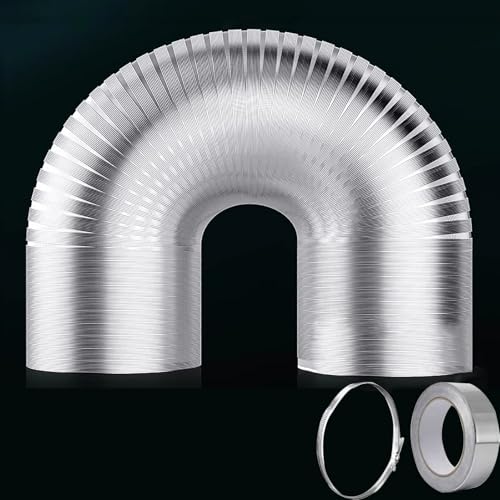 Entlüftungsschlauch für Trockner mit Klebeband und Klemme für Enge Räume, 3 m Flexibler Aluminium-Kanal-Entlüftungsschlauch für Trockner, HVAC-Abluft, Lüftungsabluftrohr für die Kü Entlüftungsschlauch für Trockner mit Klebeband und Klemme für Enge Räume, 3 m Flexibler Aluminium-Kanal-Entlüftungsschlauch für Trockner, HVAC-Abluft, Lüftungsabluftrohr für die Kü von Generic