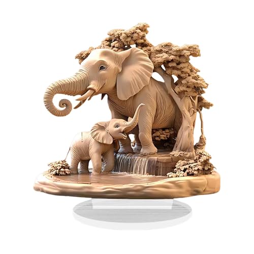 Entzückende 2D-Elefant-Acryl-Dekoration für Tisch und Garten Vnf313 (Khaki, 20X20cm) von Generic