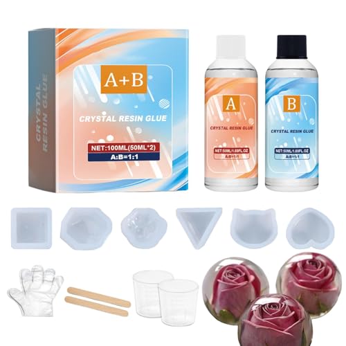 Epoxidharz Gießset, Kristallharz Set - Kristallharz Clear Craft Coating Art - Fäustlinge und Messbecher enthalten Kristall-Epoxidharz 1/1 Easy Mix Casting für Schmuck Epoxidharz Gießset, Kristallharz Set - Kristallharz Clear Craft Coating Art - Fäustlinge und Messbecher enthalten Kristall-Epoxidharz 1/1 Easy Mix Casting für Schmuck von Generic