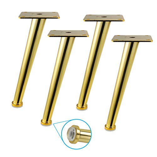 Ersatz-Kippsofafüße, Möbelbeine aus Metall, Tischbeine aus Eisen für Fernsehtische, Schrankbeine, Badezimmerschrankbeine mit Schrauben und Bodenschutz, Gold, 250 mm von Generic