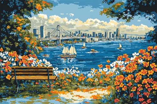 Erwachsene Diamond Painting DIY 5D Voll Bohren Set Blumen Stadtlandschaft Bild Diamant Gemälde Diamant Malerei Arts Craft Perfekt Für Entspannung Und Decor Quadratischer Diamant 60x90cm C1835 von Generic
