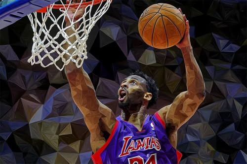 Erwachsene Diamond Painting DIY 5D Voll Bohren Set Cooler Basketball Dunk Bild Diamant Gemälde Diamant Malerei Arts Craft Perfekt Für Entspannung Und Wand Decor Runder Diamant 20x30cm A0406 von Generic