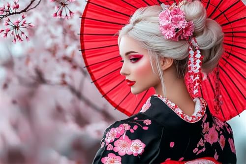 Erwachsene Diamond Painting DIY 5D Voll Bohren Set Japanische Geisha Bild Diamant Gemälde Diamant Malerei Arts Craft Perfekt Für Entspannung Und Decor Quadratischer Diamant 70x105cm C1844 von Generic