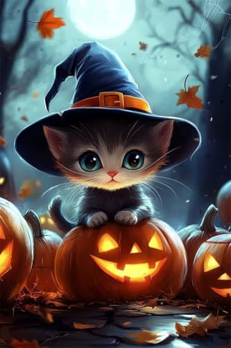 Erwachsene Diamond Painting DIY 5D Voll Bohren Set Kätzchen Halloween Kürbis Bild Diamant Gemälde Diamant Malerei Arts Craft Perfekt Für Entspannung Und Decor Quadratischer Diamant 70x105cm C1196 von Generic