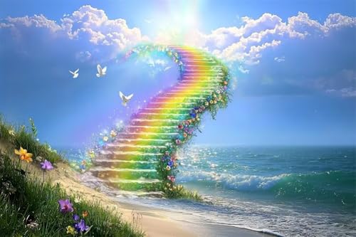 Erwachsene Diamond Painting DIY 5D Voll Bohren Set Regenbogenbrücke Zum Paradies Bild Diamant Gemälde Diamant Malerei Arts Craft Perfekt Für Entspannung Und Decor Quadratischer Diamant 20x30cm C1519 von Generic