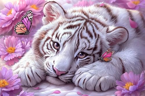 Erwachsene Diamond Painting DIY 5D Voll Bohren Set Schmetterling Weißer Tiger Bild Diamant Gemälde Diamant Malerei Arts Craft Perfekt Für Entspannung Und Decor Runder Diamant 40x60cm C0757 Erwachsene Diamond Painting DIY 5D Voll Bohren Set Schmetterling Weißer Tiger Bild Diamant Gemälde Diamant Malerei Arts Craft Perfekt Für Entspannung Und Decor Runder Diamant 40x60cm C0757 von Generic