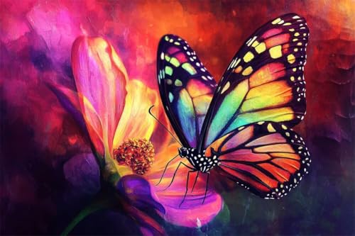 Erwachsene Diamond Painting DIY 5D Voll Bohren Set Schöne Schmetterlinge Blumen Bild Diamant Gemälde Diamant Malerei Arts Craft Perfekt Für Entspannung Und Decor Runder Diamant 20x30cm C0535 von Generic