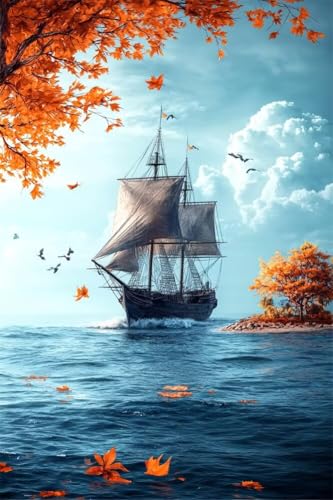 Erwachsene Diamond Painting DIY 5D Voll Bohren Set Schöne Segelboot Seelandschaft Bild Diamant Gemälde Diamant Malerei Arts Craft Perfekt Für Entspannung Decor Quadratischer Diamant 80x120cm B1189 von Generic
