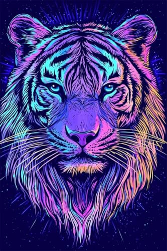Erwachsene Diamond Painting DIY 5D Voll Bohren Set Schöner Bunter Tiger Bild Diamant Gemälde Diamant Malerei Arts Craft Perfekt Für Entspannung Und Wand Decor Quadratischer Diamant 100x150cm B1071 von Generic