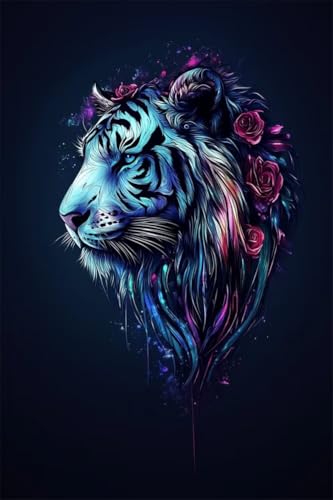 Erwachsene Diamond Painting DIY 5D Voll Bohren Set Schöner Bunter Tiger Bild Diamant Gemälde Diamant Malerei Arts Craft Perfekt Für Entspannung Und Wand Decor Quadratischer Diamant 80x120cm B1070 von Generic