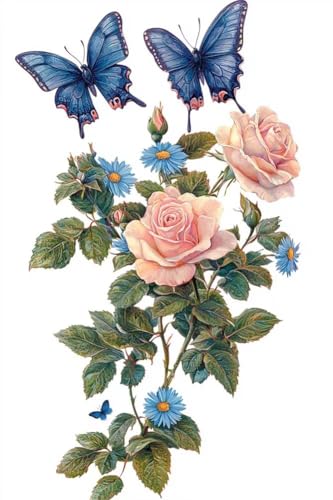 Erwachsene Diamond Painting DIY 5D Voll Bohren Set Schöner Rosenschmetterling Bild Diamant Gemälde Diamant Malerei Arts Craft Perfekt Für Entspannung Und Decor Runder Diamant 100x150cm C0341 von Generic