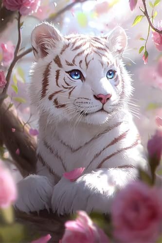 Erwachsene Diamond Painting DIY 5D Voll Bohren Set Schöner Süßer Tiger Bild Diamant Gemälde Diamant Malerei Arts Craft Perfekt Für Entspannung Und Wand Decor Quadratischer Diamant 80x120cm B1073 von Generic