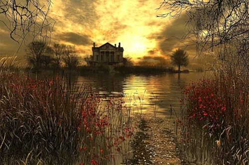 Erwachsene Diamond Painting DIY 5D Voll Bohren Set Sonnenuntergang Auf Dem Land Villa Bild Diamant Gemälde Diamant Malerei Arts Craft Perfekt Für Entspannung Quadratischer Diamant 70x105cm C1745 von Generic