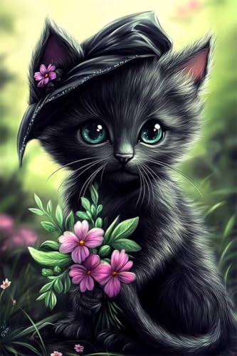 Erwachsene Diamond Painting DIY 5D Voll Bohren Set Süße Katzenblumen Bild Diamant Gemälde Diamant Malerei Arts Craft Perfekt Für Entspannung Und Wand Decor Quadratischer Diamant 20x30cm B1342 von Generic