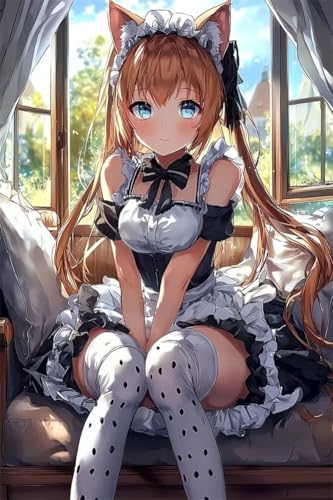 Erwachsene Diamond Painting DIY 5D Voll Bohren Set Süßes Anime Katzenmädchen Bild Diamant Gemälde Diamant Malerei Arts Craft Perfekt Für Entspannung Und Decor Runder Diamant 80x120cm C0361 von Generic