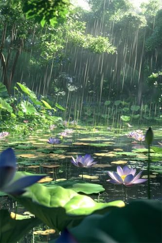 Erwachsene Diamond Painting DIY 5D Voll Bohren Set Wunderschöne Lotus Teichlandschaft Bild Diamant Gemälde Diamant Malerei Arts Craft Perfekt Für Entspannung Decor Quadratischer Diamant 20x30cm B1168 von Generic