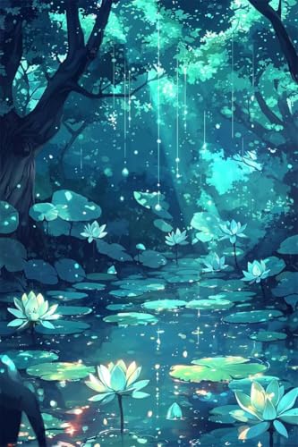 Erwachsene Diamond Painting DIY 5D Voll Bohren Set Wunderschöne Lotus Teichlandschaft Bild Diamant Gemälde Diamant Malerei Arts Craft Perfekt Für Entspannung Decor Quadratischer Diamant 20x30cm B1172 von Generic