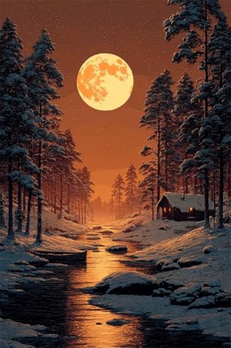 Erwachsene Diamond Painting DIY 5D Voll Bohren Set Wunderschöne Winterlandschaft Bild Diamant Gemälde Diamant Malerei Arts Craft Perfekt Für Entspannung Decor Quadratischer Diamant 100x150cm B1236 von Generic