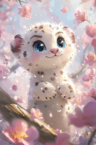 Erwachsene Diamond Painting Voll Bohren Set Niedlicher Weißer Tiger Der Karikatur Bild Diamant Gemälde Diamant Malerei Arts Craft Perfekt Für Entspannung Decor Quadratischer Diamant 80x120cm B1340 von Generic