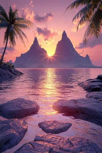 Erwachsene Diamond Painting Voll Bohren Set Wunderschöner Sonnenuntergang Am Strand Bild Diamant Gemälde Diamant Malerei Arts Craft Perfekt Für Entspannung Decor Quadratischer Diamant 100x150cm B1044 von Generic